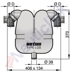 GAS/WATER SEPARATOR VETUS-38 FOR 40MM HOSE