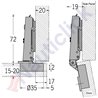 SS CONCEALED HINGE 180-17MM